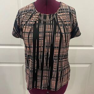 Notations Black Printed Blouse Size Large